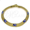 Pulsera Elegante 03.331.0218.08 Oro Laminado, Diseño de Elefante y Bismarco, Esmaltado Azul, Tono Dorado (08 MM Thickness, 8 Inches Length)