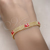 Pulsera Elegante 03.331.0218.1.08 Oro Laminado, Diseño de Elefante y Bismarco, Esmaltado Rojo, Tono Dorado (08 MM Thickness, 8 Inches Length)