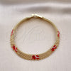 Pulsera Elegante 03.331.0218.1.08 Oro Laminado, Diseño de Elefante y Bismarco, Esmaltado Rojo, Tono Dorado (08 MM Thickness, 8 Inches Length)