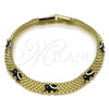 Pulsera Elegante 03.331.0218.2.08 Oro Laminado, Diseño de Elefante y Bismarco, Esmaltado Negro, Tono Dorado (08 MM Thickness, 8 Inches Length)