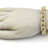 Pulsera Elegante 03.331.0221.09 Oro Laminado, Diseño de Rolo, Diamantado, Tono Dorado (13 MM Thickness, 9 Inches Length)