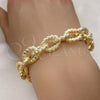 Pulsera Elegante 03.331.0221.09 Oro Laminado, Diseño de Rolo, Diamantado, Tono Dorado (13 MM Thickness, 9 Inches Length)