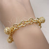 Pulsera de Dije 03.331.0223.08 Oro Laminado, Diseño de Rolo, Pulido, Tono Dorado (10 MM Thickness, 8 Inches Length)