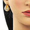 Arete Dormilona 02.163.0233 Oro Laminado, Diseño de Gota, Pulido, Tono Dorado
