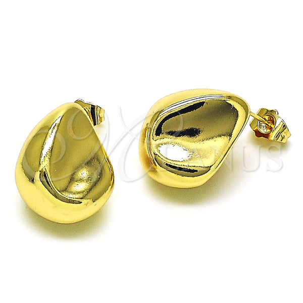 Arete Dormilona 02.163.0233 Oro Laminado, Diseño de Gota, Pulido, Tono Dorado