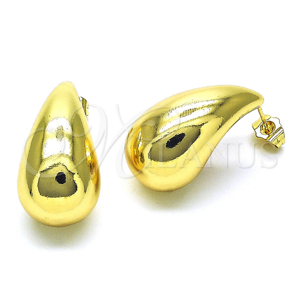 Arete Dormilona 02.163.0241 Oro Laminado, Diseño de Gota, Pulido, Tono Dorado