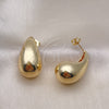 Arete Dormilona 02.163.0250 Oro Laminado, Diseño de Gota, Pulido, Tono Dorado