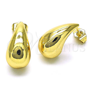 Arete Dormilona 02.163.0250 Oro Laminado, Diseño de Gota, Pulido, Tono Dorado