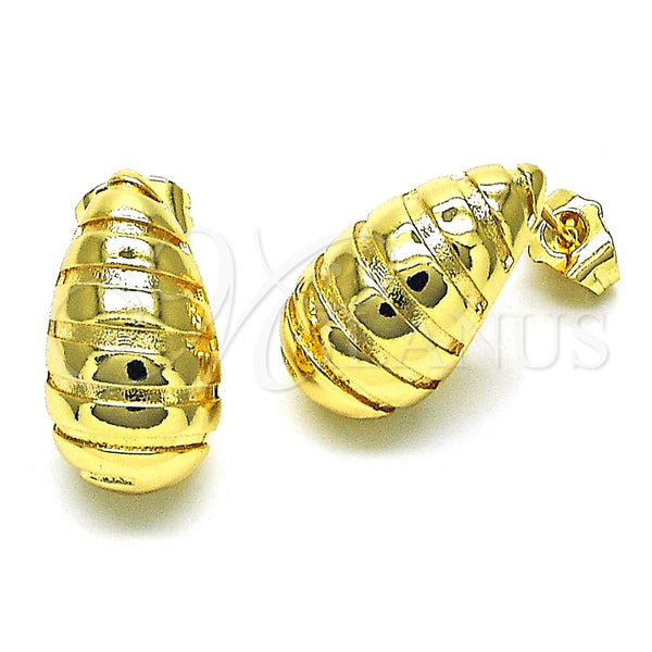 Arete Dormilona 02.163.0251 Oro Laminado, Diseño de Gota, Pulido, Tono Dorado