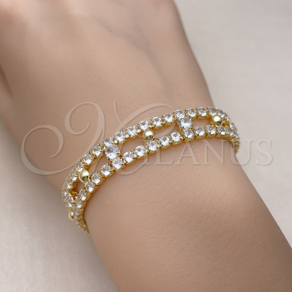 Pulsera Tennis 03.284.0036.07 Oro Laminado, con Blanca Zirconia Cubica, Pulido, Tono Dorado (10 MM Thickness, 7 Inches Length)
