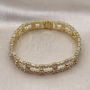 Pulsera Tennis 03.284.0036.07 Oro Laminado, con Blanca Zirconia Cubica, Pulido, Tono Dorado (10 MM Thickness, 7 Inches Length)