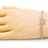 Pulsera Tennis 03.284.0040.08 Oro Laminado, Diseño de Mariposa y Baguette, con Blanca Zirconia Cubica, Pulido, Tono Dorado (03 MM Thickness, 8 Inches Length)