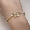 Pulsera Tennis 03.284.0040.08 Oro Laminado, Diseño de Mariposa y Baguette, con Blanca Zirconia Cubica, Pulido, Tono Dorado (03 MM Thickness, 8 Inches Length)