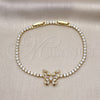 Pulsera Tennis 03.284.0040.08 Oro Laminado, Diseño de Mariposa y Baguette, con Blanca Zirconia Cubica, Pulido, Tono Dorado (03 MM Thickness, 8 Inches Length)