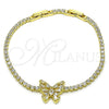 Pulsera Tennis 03.284.0040.08 Oro Laminado, Diseño de Mariposa y Baguette, con Blanca Zirconia Cubica, Pulido, Tono Dorado (03 MM Thickness, 8 Inches Length)