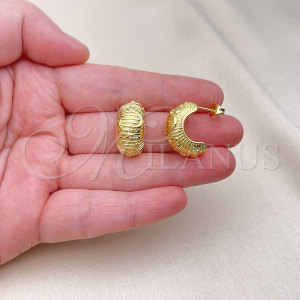 Arete Dormilona 02.368.0089 Oro Laminado, Diseño de Luna y Estrella, Diamantado, Tono Dorado