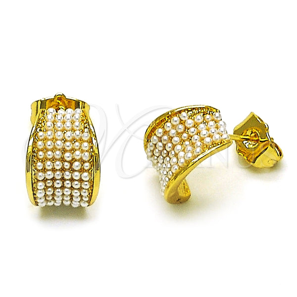 Arete Dormilona 02.379.0078 Oro Laminado, con Marfil Perla, Pulido, Tono Dorado