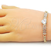 Pulsera Elegante 03.283.0346.07 Oro Laminado, Diseño de Corazón y Baguette, con Blanca Zirconia Cubica, Pulido, Tono Dorado (05 MM Thickness, 7 Inches Length)