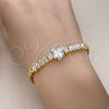 Pulsera Elegante 03.283.0346.07 Oro Laminado, Diseño de Corazón y Baguette, con Blanca Zirconia Cubica, Pulido, Tono Dorado (05 MM Thickness, 7 Inches Length)