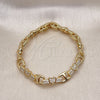 Pulsera Elegante 03.283.0353.07 Oro Laminado, Diseño de Corazón, con Micro Pave Blanca, Pulido, Tono Dorado (Grosor 08 MM, 7 Pulgadas de Largo)