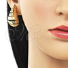 Arete Dormilona 02.163.0264 Oro Laminado, Diseño de Gota y Hueco, Pulido, Tono Dorado