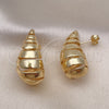 Arete Dormilona 02.163.0264 Oro Laminado, Diseño de Gota y Hueco, Pulido, Tono Dorado