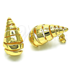 Arete Dormilona 02.163.0264 Oro Laminado, Diseño de Gota y Hueco, Pulido, Tono Dorado