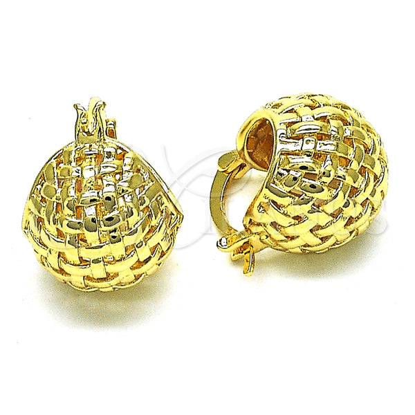 Argolla Pequeña 02.163.0274.18 Oro Laminado, Diseño de Bola y File, Diamantado, Tono Dorado