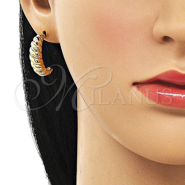 Argolla Pequeña 02.163.0275.23 Oro Laminado, Diseño de Torcido, Pulido, Tono Dorado