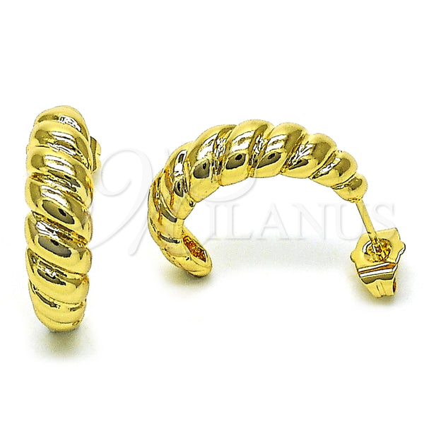 Argolla Pequeña 02.163.0275.23 Oro Laminado, Diseño de Torcido, Pulido, Tono Dorado