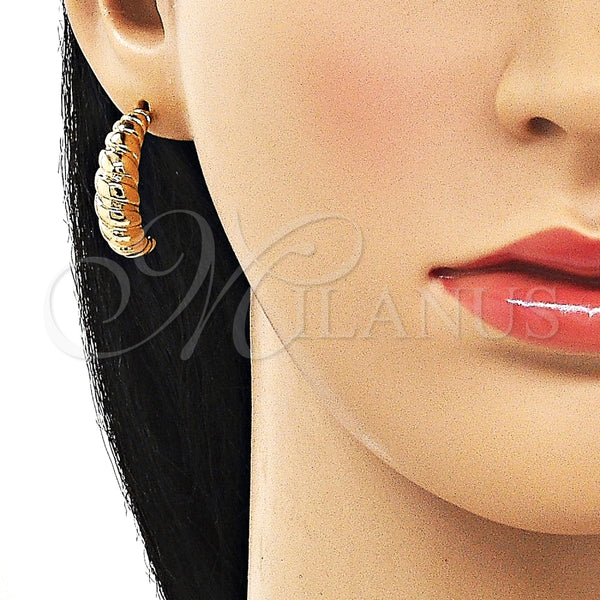 Argolla Pequeña 02.163.0275.25 Oro Laminado, Diseño de Torcido, Pulido, Tono Dorado