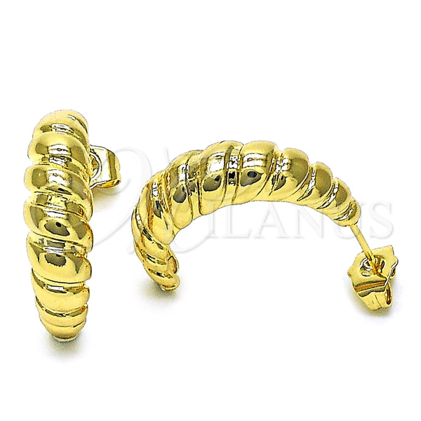 Argolla Pequeña 02.163.0275.25 Oro Laminado, Diseño de Torcido, Pulido, Tono Dorado