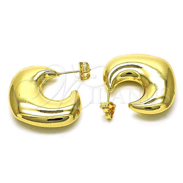 Argolla Mediana 02.163.0276.30 Oro Laminado, Diseño de Hueco y Corazón, Pulido, Tono Dorado