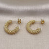 Argolla Pequeña 02.163.0279.20 Oro Laminado, Diseño de Rope, Diamantado, Tono Dorado