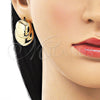 Arete Dormilona 02.163.0281 Oro Laminado, Diseño de Oja, Pulido, Tono Dorado