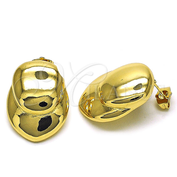 Arete Dormilona 02.163.0281 Oro Laminado, Diseño de Oja, Pulido, Tono Dorado