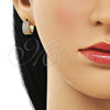 Argolla Huggie 02.195.0245.14 Oro Laminado, Diseño de Cluster, con Blanca Micro Pave, Pulido, Tono Dorado