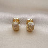 Argolla Huggie 02.195.0245.14 Oro Laminado, Diseño de Cluster, con Blanca Micro Pave, Pulido, Tono Dorado