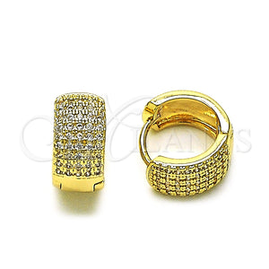 Argolla Huggie 02.195.0245.14 Oro Laminado, Diseño de Cluster, con Blanca Micro Pave, Pulido, Tono Dorado