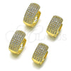 Argolla Huggie 02.195.0245.14 Oro Laminado, Diseño de Cluster, con Blanca Micro Pave, Pulido, Tono Dorado