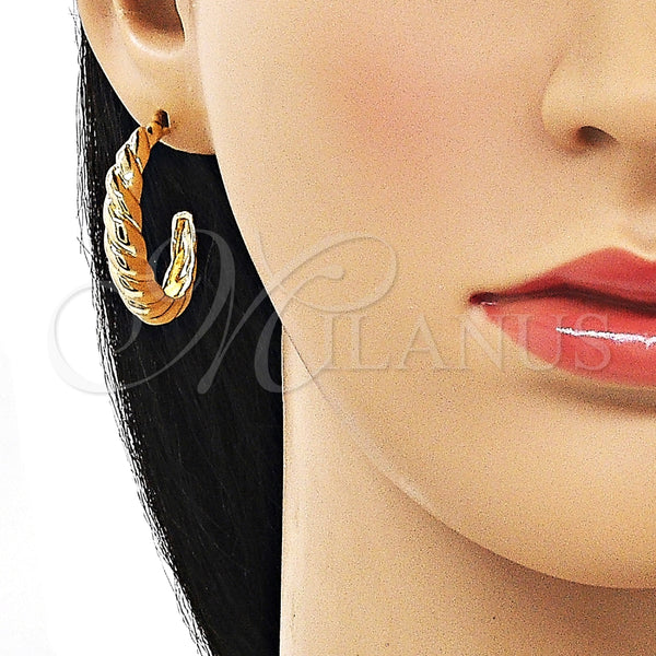 Argolla Pequeña 02.195.0177.30 Oro Laminado, Diseño de Torcido, Diamantado, Tono Dorado