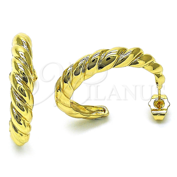 Argolla Pequeña 02.195.0177.30 Oro Laminado, Diseño de Torcido, Diamantado, Tono Dorado