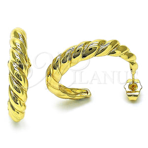 Argolla Pequeña 02.195.0177.30 Oro Laminado, Diseño de Torcido, Diamantado, Tono Dorado