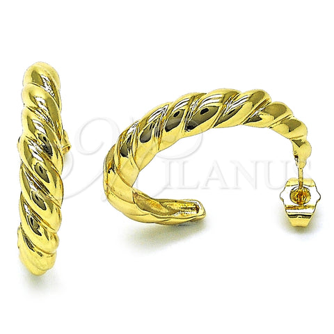 Argolla Pequeña 02.195.0177.30 Oro Laminado, Diseño de Torcido, Diamantado, Tono Dorado