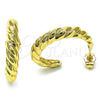 Argolla Pequeña 02.195.0177.30 Oro Laminado, Diseño de Torcido, Diamantado, Tono Dorado