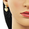 Arete Dormilona 02.156.0668 Oro Laminado, Diseño de Corazón y Bola, Pulido, Tono Dorado