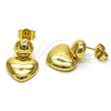 Arete Dormilona 02.156.0668 Oro Laminado, Diseño de Corazón y Bola, Pulido, Tono Dorado