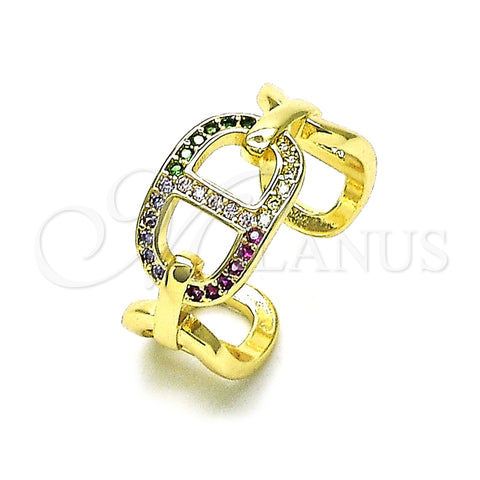 Anillo Multi Piedra 01.196.0027 Oro Laminado, Diseño de Mariner, con Multicolor Micro Pave, Pulido, Tono Dorado (One size fits all)