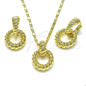 Collar y Dije 10.196.0110 Oro Laminado, Diseño de Torcido, Pulido, Tono Dorado