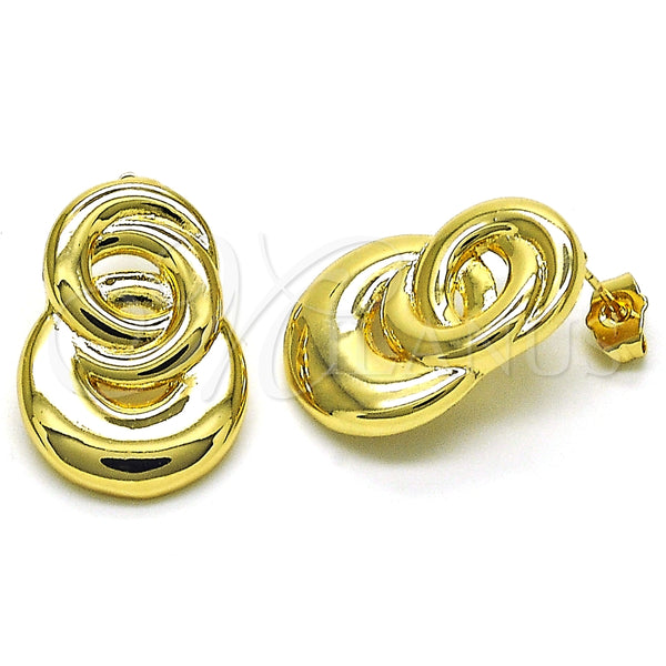 Arete Dormilona 02.163.0285 Oro Laminado, Diseño de Infinito, Pulido, Tono Dorado